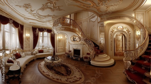 Modern Interior Design in a Sunlit Living Room Showcasing Vibrant Orange Accents and Lush Indoor Plants During Golden Hour