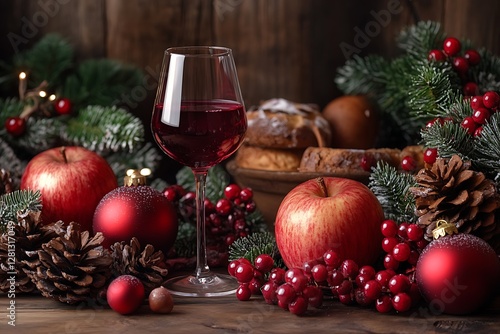 Festive Christmas Wine with Cakes