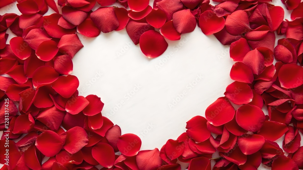 Red Rose Petals Heart Shape Valentines Day Background