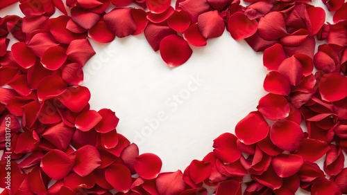 Obraz na płótnie Red Rose Petals Heart Shape Valentines Day Background w salonie
