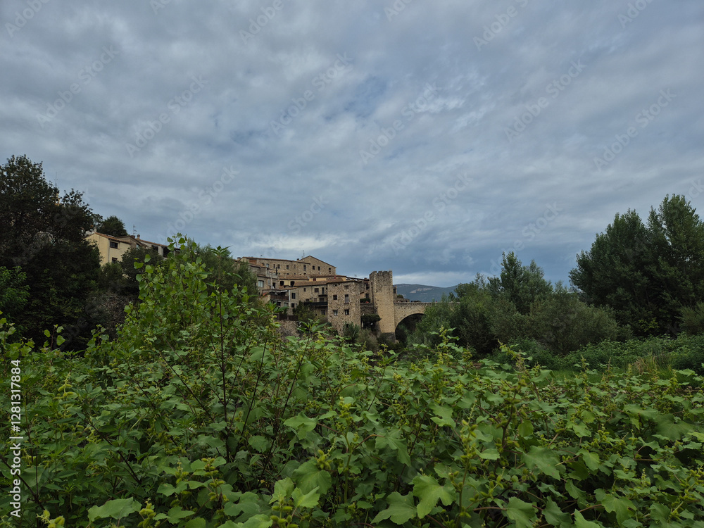 Fototapeta premium Pont de Besalú in the town of Besalu in the province of Girona, Spain. 