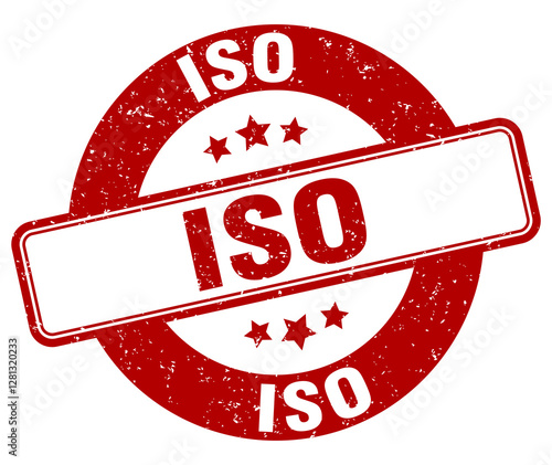 iso stamp. iso label. round grunge sign