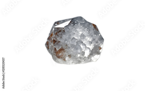 A small hailstone with a textured icy surface, isolated on a empty plain background