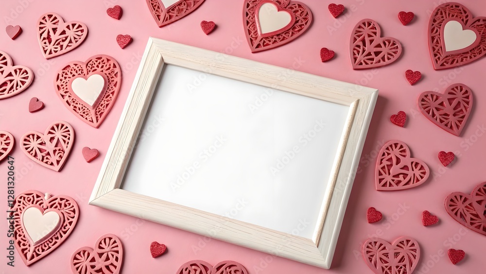 Romantic Valentine's Day Frame with Pink Hearts