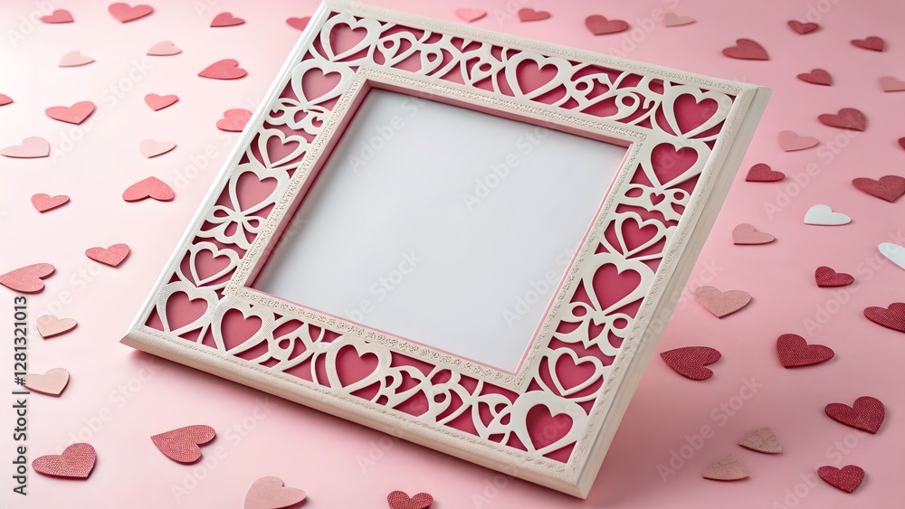 Valentines Day Pink Frame with Hearts
