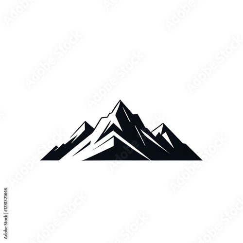 A vector illustration of a mountain silhouette set, featuring rugged grunge textures for a bold and artistic effect. photo