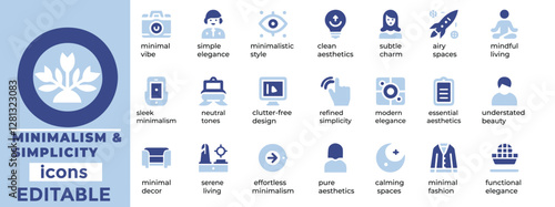 Minimalism and Simplicity vector icons for clean, modern, and elegant designs. Fully editable, scalable, and versatile
