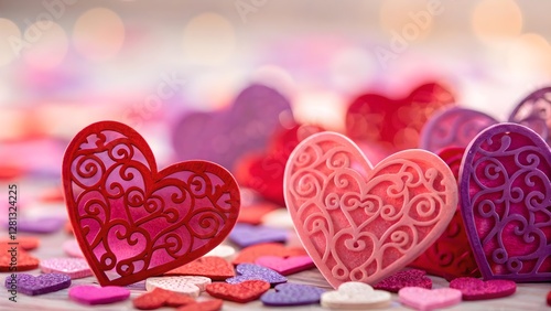 Obraz na płótnie Romantic Valentine Hearts Background w salonie