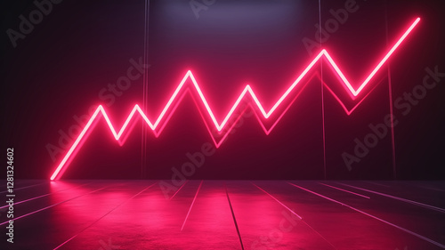 vibrant pink neon graph illustrating upward trend, symbolizing growth and success in finance or business. sleek design adds modern touch to visual representation