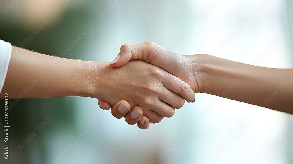 Close-up of two women shaking hands in agreement, symbolizing partnership and collaboration. Ideal for illustrating deals, teamwork, and business agreements. Close-up of two women shaking hands in agreement, symbolizing partnership and collaboration. Ideal for illustrating deals, teamwork, and business agreements.