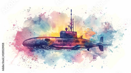 Colorful Submarine Illustration: Vector Illustration for Design