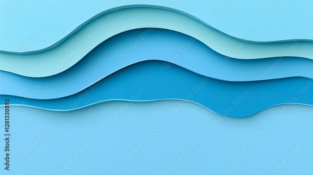 Obraz premium Abstract Blue Wave Layers Paper Cut Background
