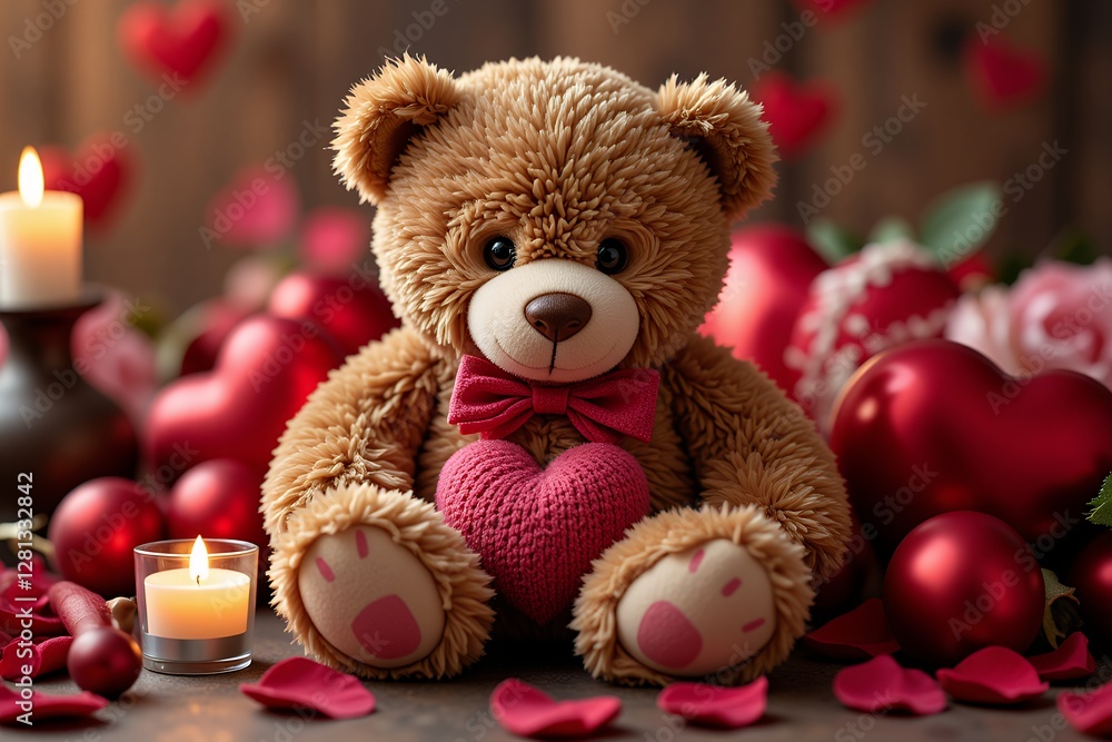 Adorable Teddy Bear with Heart Valentine s Day Romance Romantic Decor Plush Toy Adorable Teddy Bear with Heart Valentine s Day Romance Romantic Decor Plush Toy