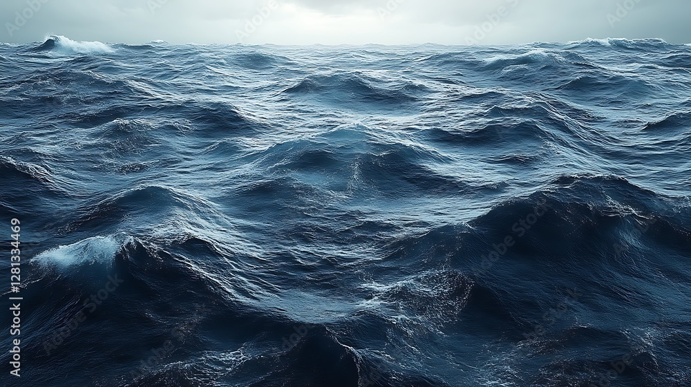 Fototapeta premium Dark Ocean Waves Rolling Under Stormy Skies