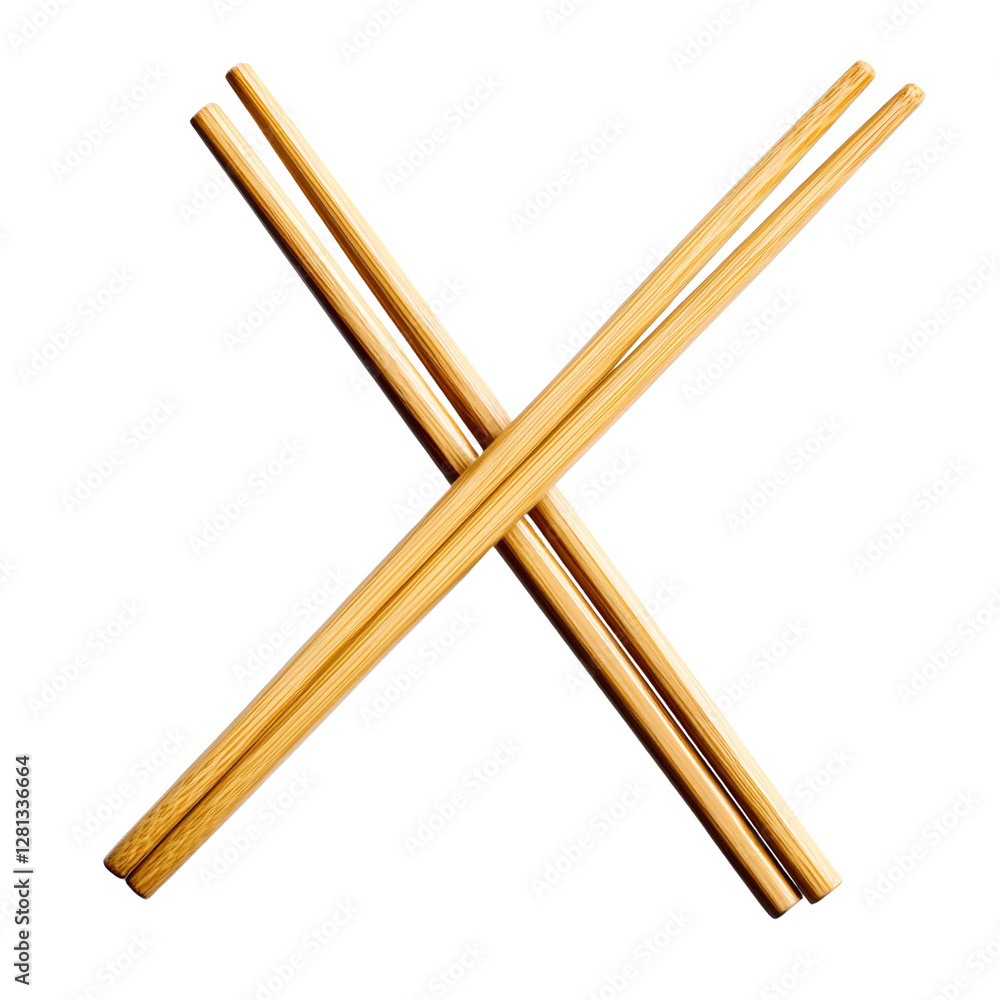 Crossed bamboo chopsticks on a white isolated background Crossed bamboo chopsticks on a white isolated background