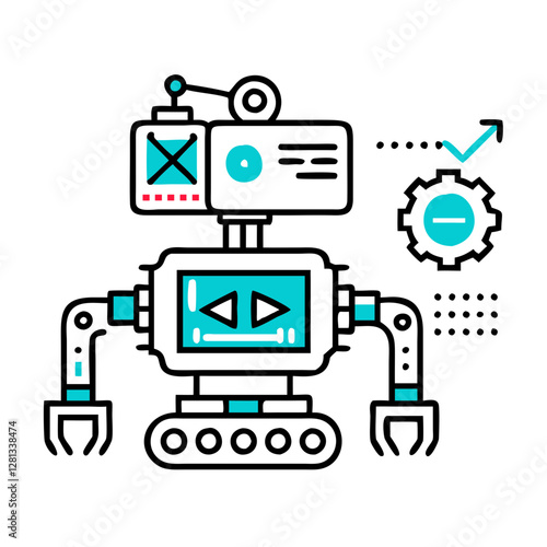 online educational games Coding robot for children icon in modern outline style