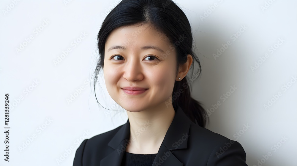 Portrait of a Smiling Asian Woman in a Black Blazer Portrait of a Smiling Asian Woman in a Black Blazer