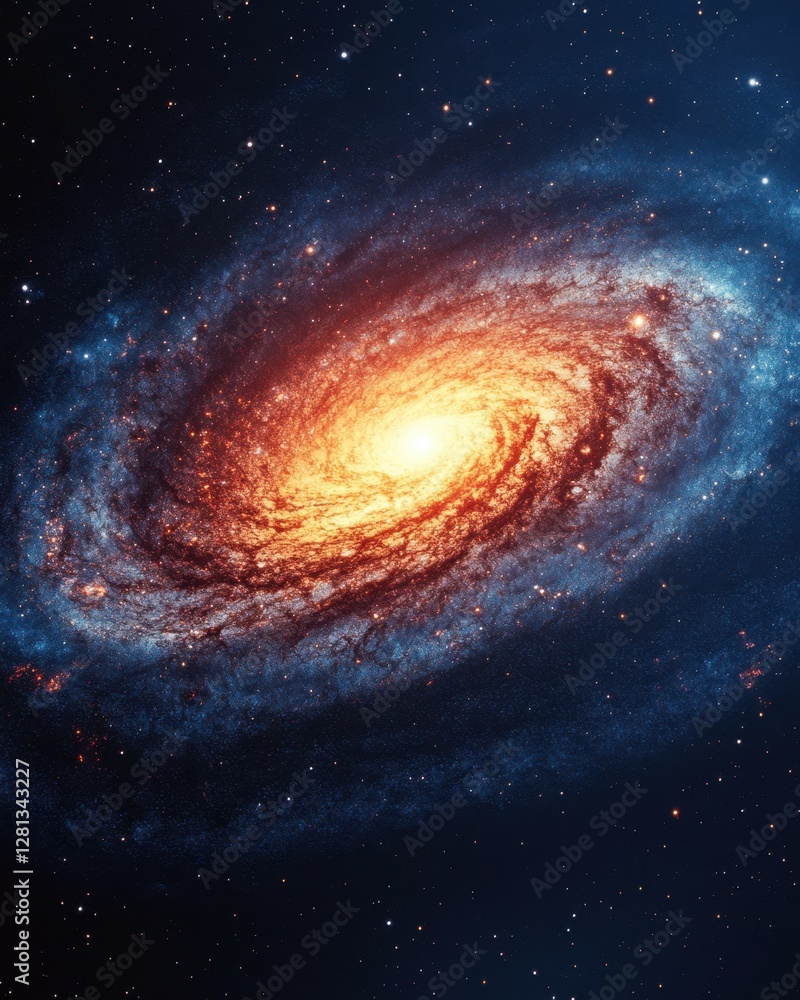 Obraz premium Majestic spiral galaxy with radiant core in deep space cosmic artwork astronomical wonder celestial beauty ethereal glow dynamic interstellar