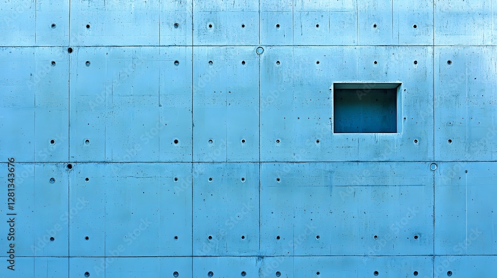 Fototapeta premium Abstract Blue Concrete Wall Texture with Square Window Opening