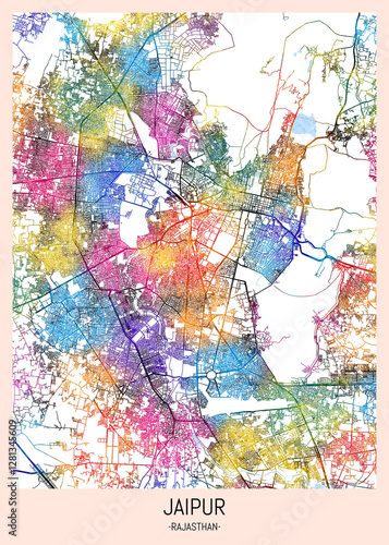 Wallpaper Mural Jaipur Rajasthan City Map, downtown tourism, house art travel, scenic metropolis concept, travel art city, patriotic abstract banner Torontodigital.ca