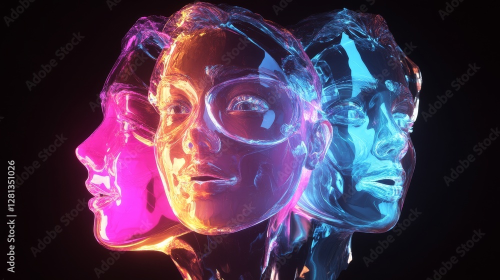 Holographic Faces Floating, transparent, or glitchy emoji faces. Holographic Faces Floating, transparent, or glitchy emoji faces.
