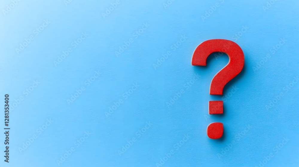 Red Question Mark on Blue Background, FAQ Concept Red Question Mark on Blue Background, FAQ Concept
