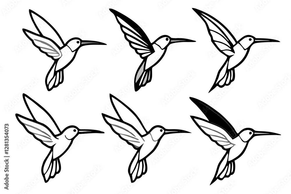 Fototapeta premium Elegant Hummingbird Vector Set