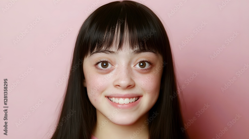 Portrait of a Smiling Girl with Down Syndrome Portrait of a Smiling Girl with Down Syndrome