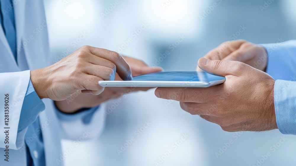Collaborative Data Discussion - Businessperson Using Tablet in Casual Business Setting with Colleague Collaborative Data Discussion - Businessperson Using Tablet in Casual Business Setting with Colleague