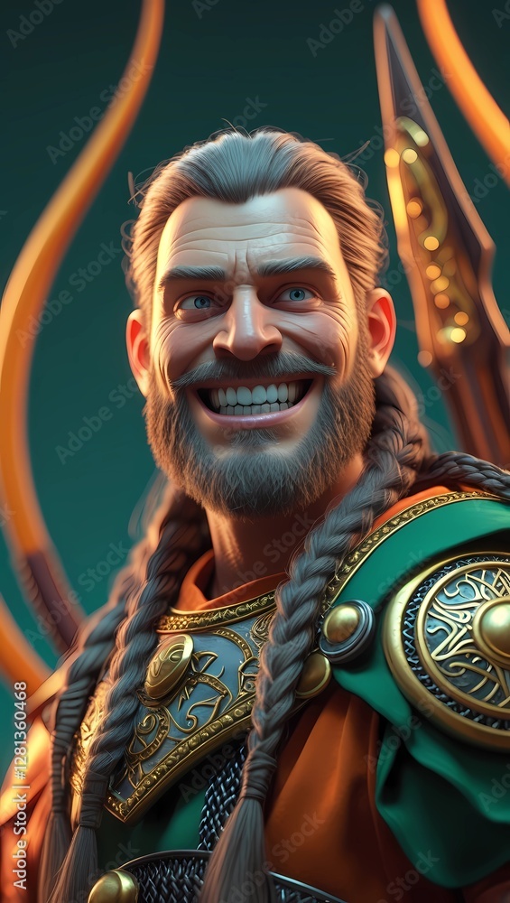 Obraz premium Epic 3D Render of a Viking Warrior