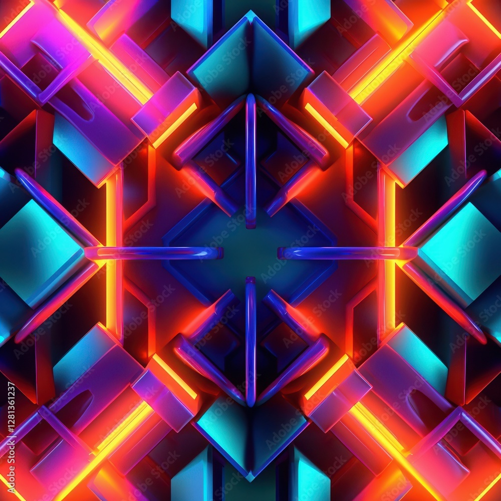 Futuristic 3D Patterns with Metallic Reflections Futuristic 3D Patterns with Metallic Reflections