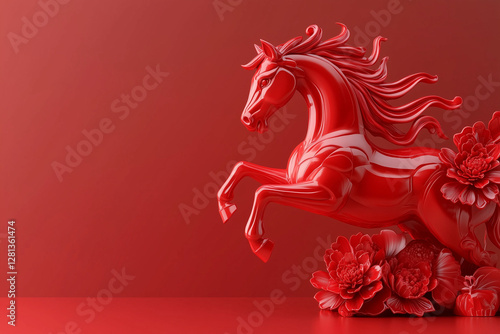 Wallpaper Mural 3D horse isolated on a red background for Chinese New Year Torontodigital.ca