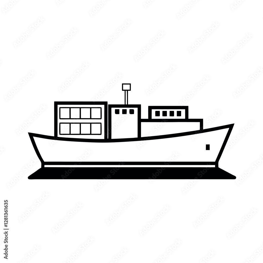 Obraz premium Container Ship Outline Vector for Infographics