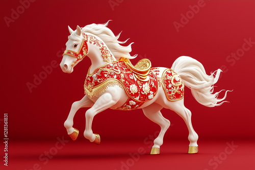 Wallpaper Mural 3D horse isolated on a red background for Chinese New Year Torontodigital.ca