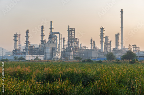 Oil​ refinery​ and​ plant and tower column of Petrochemistry industry in oil​ and​ gas​ ​industrial