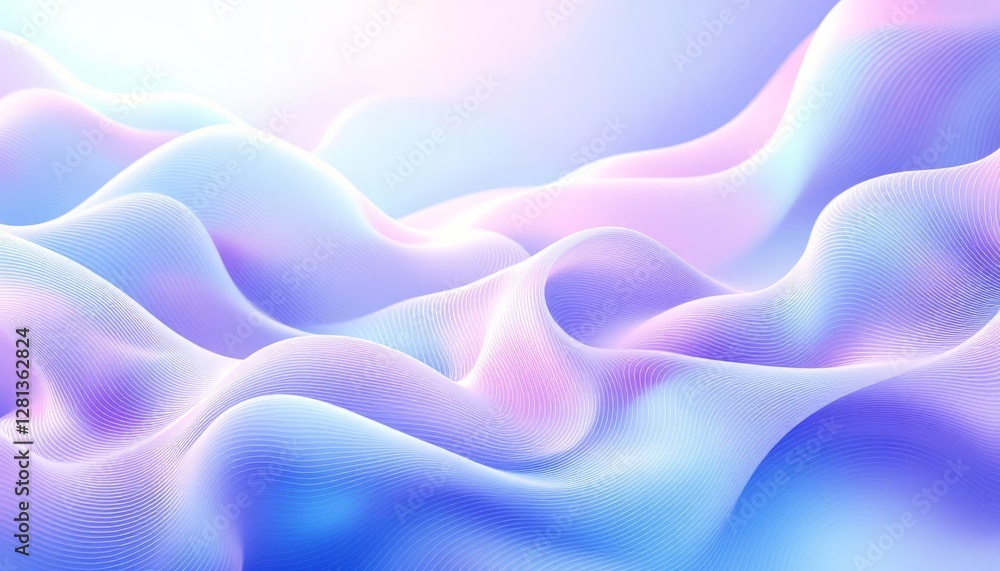 Obraz premium Abstract visualization of soft, dynamic curves in pastel colors emphasizing tranquility, modernity, and fluidity, ideal for design, branding, or visual concepts.