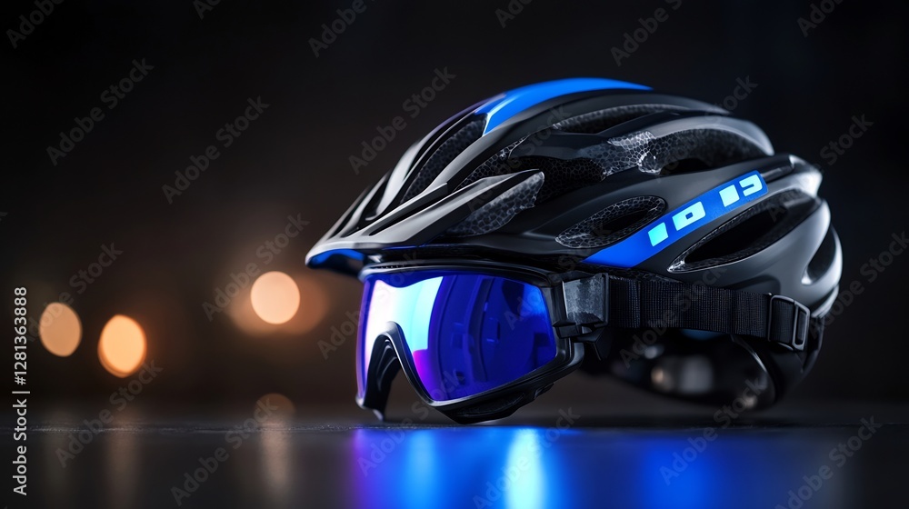 Fototapeta premium 1019 Cycling Helmet with Integrated Goggles: Night Riding Gear