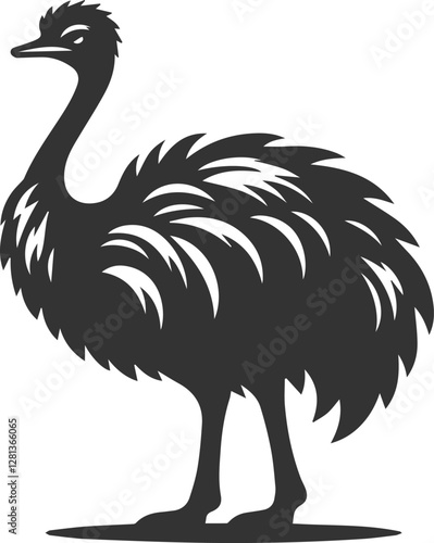 Ostrich standing tall with chest puffed out animal silhouette vector