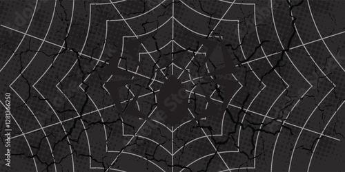Spider silhouette vector on black background .Outline cobweb for horror Halloween party designs vector eps 10.