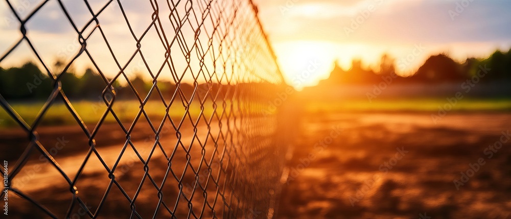 A wire fence stretches into the sunset, showcasing vibrant colors and a serene landscape, highlighting the beauty of twilight. A wire fence stretches into the sunset, showcasing vibrant colors and a serene landscape, highlighting the beauty of twilight.