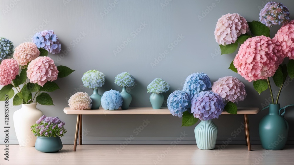 Obraz premium 紫陽花の花を飾る、コピースペース