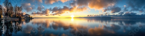 Serene Sunrise over Lake Geneva  A Stunning View of Montreux  Switzerland s Ideal Travel Destination