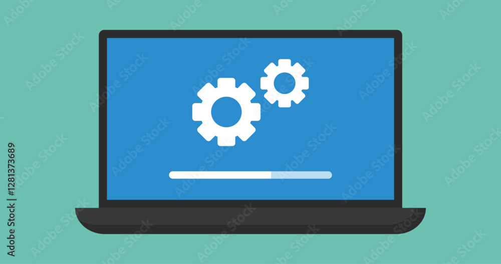 computer repair and software development concept, vector flat illustration. computer repair and software development concept, vector flat illustration.