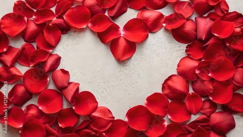 Obraz na płótnie Romantic Red Rose Petals Heart Shape Valentines Day Background w salonie