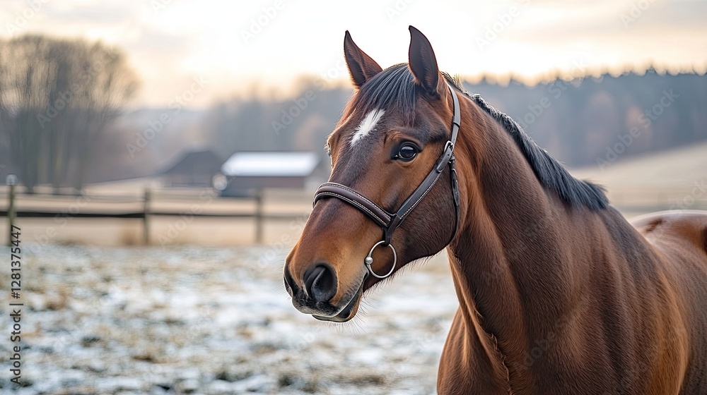 Bay horse standing alone on a white background. Bay horse standing alone on a white background.