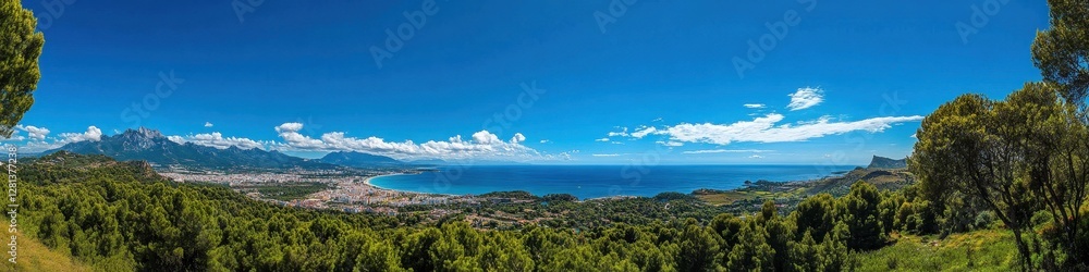 Stunning Panoramic View of Altea and Costa Blanca: Lush Landscapes, Azure Sea, and Charming Coastal Towns Stunning Panoramic View of Altea and Costa Blanca: Lush Landscapes, Azure Sea, and Charming Coastal Towns