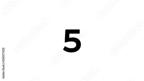 Animated black countdown timer from 10 to 0 seconds on a white background. Minimal flat design, high-quality 4K video suitable for alpha or tint layer