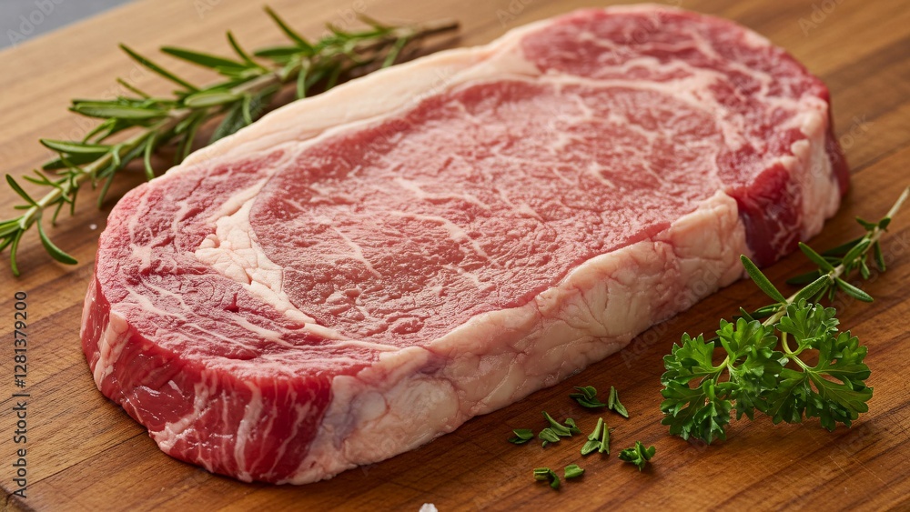 Premium raw steak on wooden board Premium raw steak on wooden board