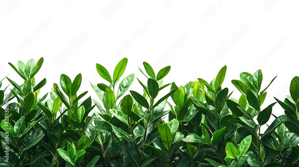 Fototapeta premium Lush Green Foliage Isolated Against White Background