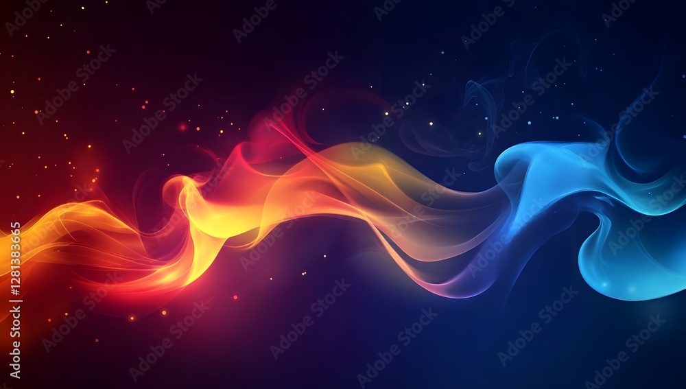 Fototapeta premium Vibrant Gradient Smoke Abstract Design with Dark Blue Ethereal Atmosphere